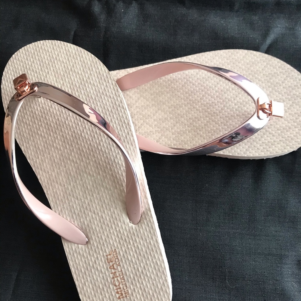 new Michael Kors rose gold flip-flop